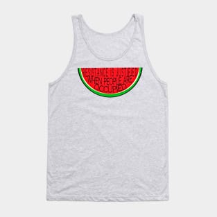 Resistance Is Justified When People Are Occupied - Free Palestine - Slightly Tilted - Watermelon - Double-sided Tank Top